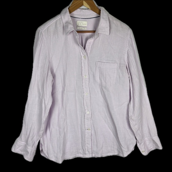 J.Crew Women Cotton Waffle Gauze long Sleeve Button Down Shirt Sz 12 Beach Coast - Picture 1 of 8